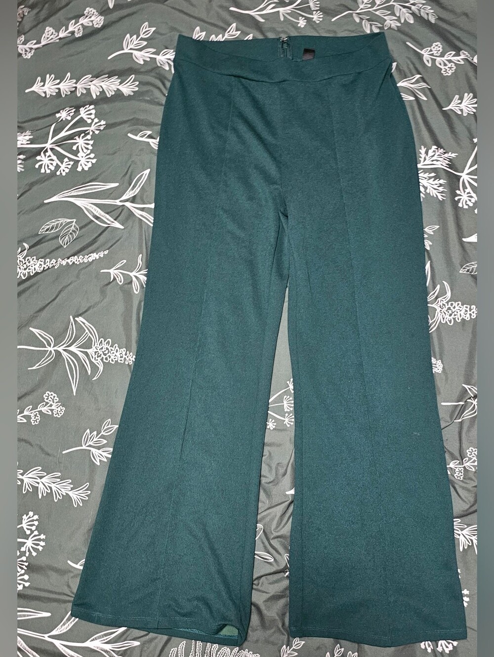 Dark Green Flare Pants - Picture 1 of 6